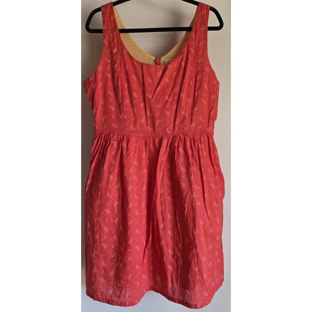 Levi's Sleeveless Mini Dress Women L Red Paisley Cotton Scoop Neck Sundress